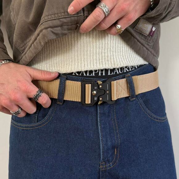 Tan and Cream Tactical Nylon Belt – Utility Military Style, Unisex, New - Picture 5 of 7